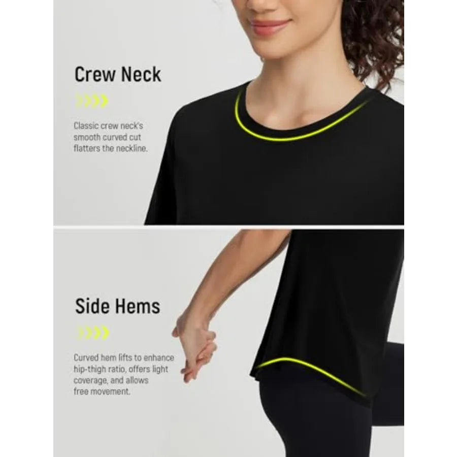 baleaf Women's Short Sleeve Workout Tops Open Back Yoga Shirts UPF 50+ Athletic Gym Running T Shirt