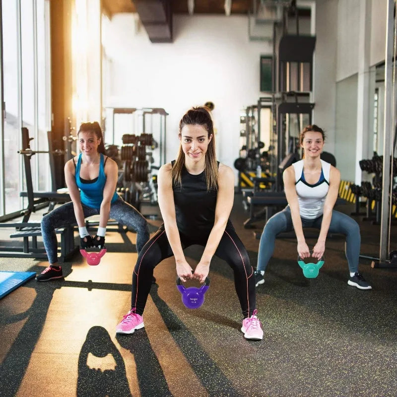 Yes4All Kettlebell Set Vinyl Coated Weights Combo for Full Body Workout Equipment Push up, Grip Strength Training