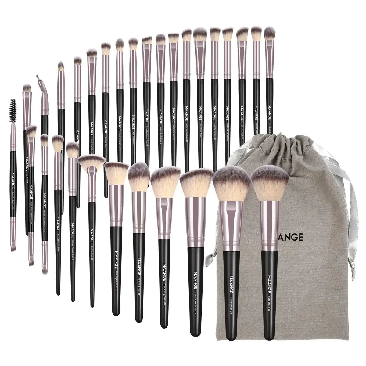 30pcs Professional Makeup Brush Set Foundation Concealers Eye Shadows Powder Blush Blending Brushes Beauty Tools with Bag