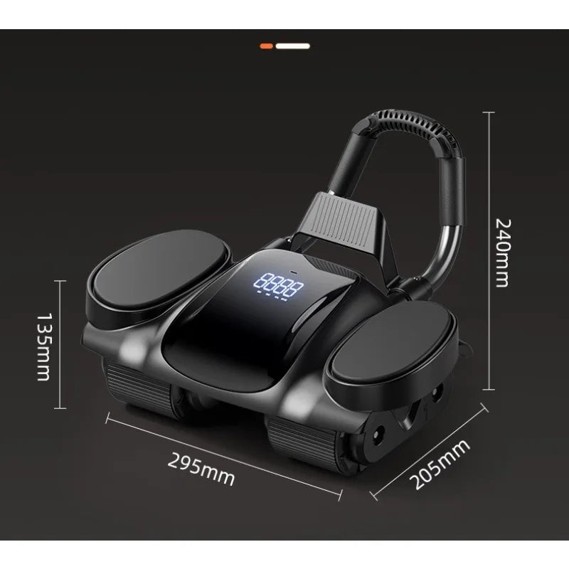 Four-Wheel Ab Roller with Smart Large Screen Digital Display Automatic Rebound Non-Slip Abdominal Muscle Fitness Device