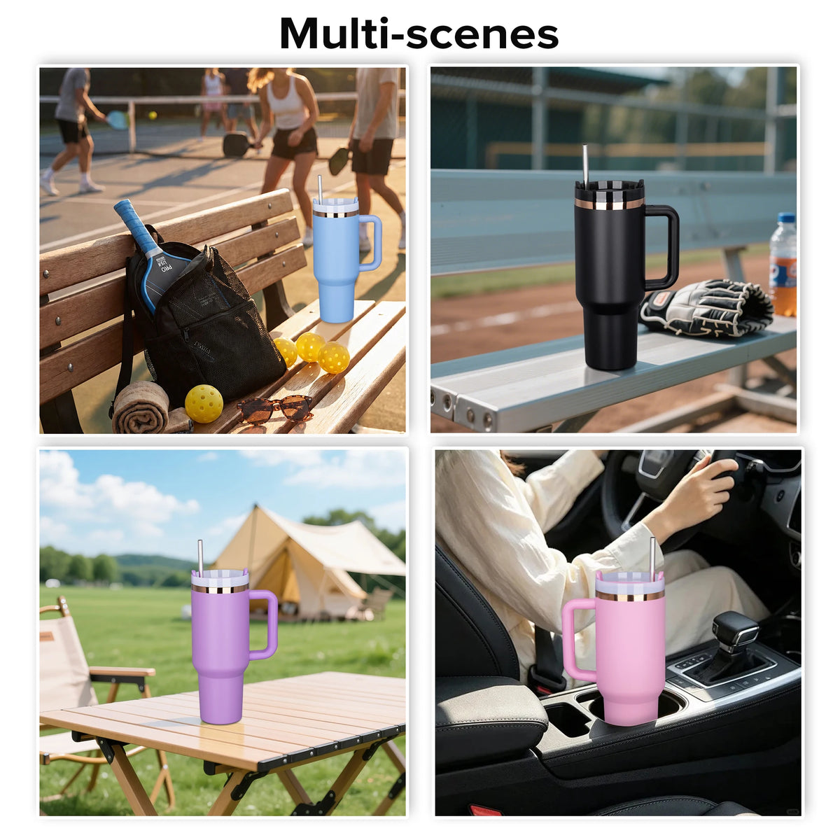 20pcs,40oz Powder Coated Tumbler, With Copper Plated Inner Layer, Lid And Straw,Removable Handle,Stainless Steel Double Wall Insulated Cup, For Laser Engraving Hydro Dipping Tumbler