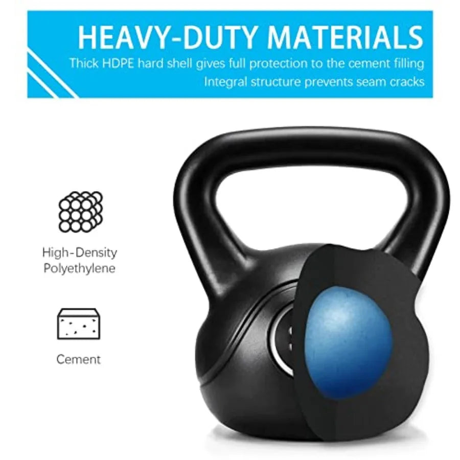 35lbs Kettlebell Weights, Men and Women Home Gym Kettle Bell Exercise and Fitness Equipment w/Wide Flat Base and Textured Grip