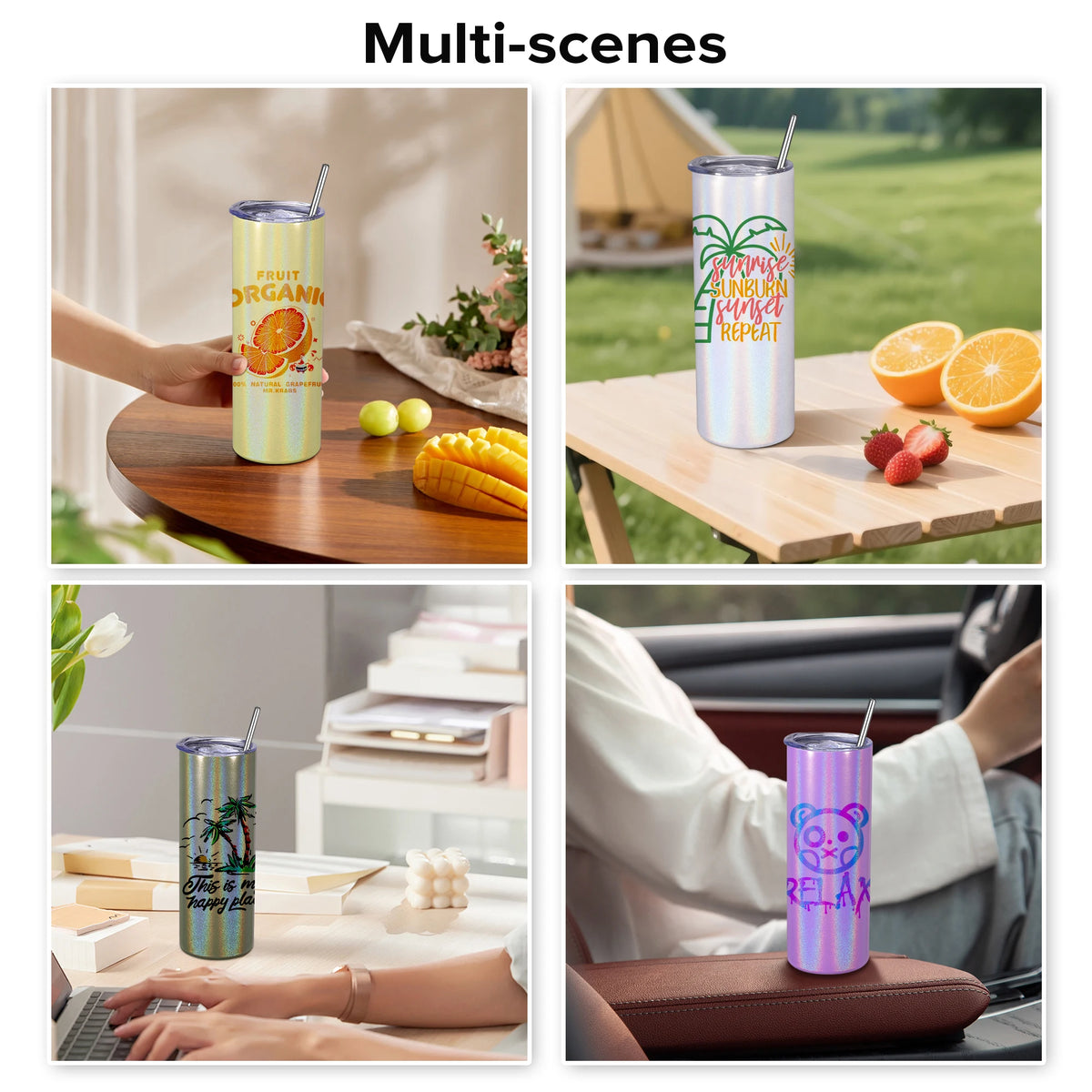 Sublimation Tumblers,12 Pack 20 oz Sublimation Blank Glitter Skinny Tumbler,For Tumbler Press Machine,Coffee,outdoor activities