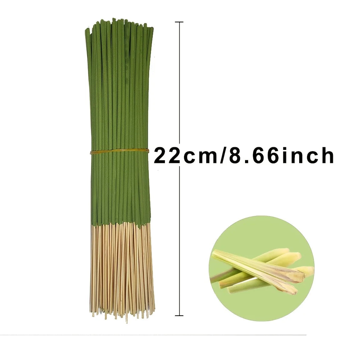 30/50/100 Lemon Grass Flavor Sticks - 8.66inch Long-Lasting Natural Wood and Loose Powder, Indoor Meditation, Outdoor
