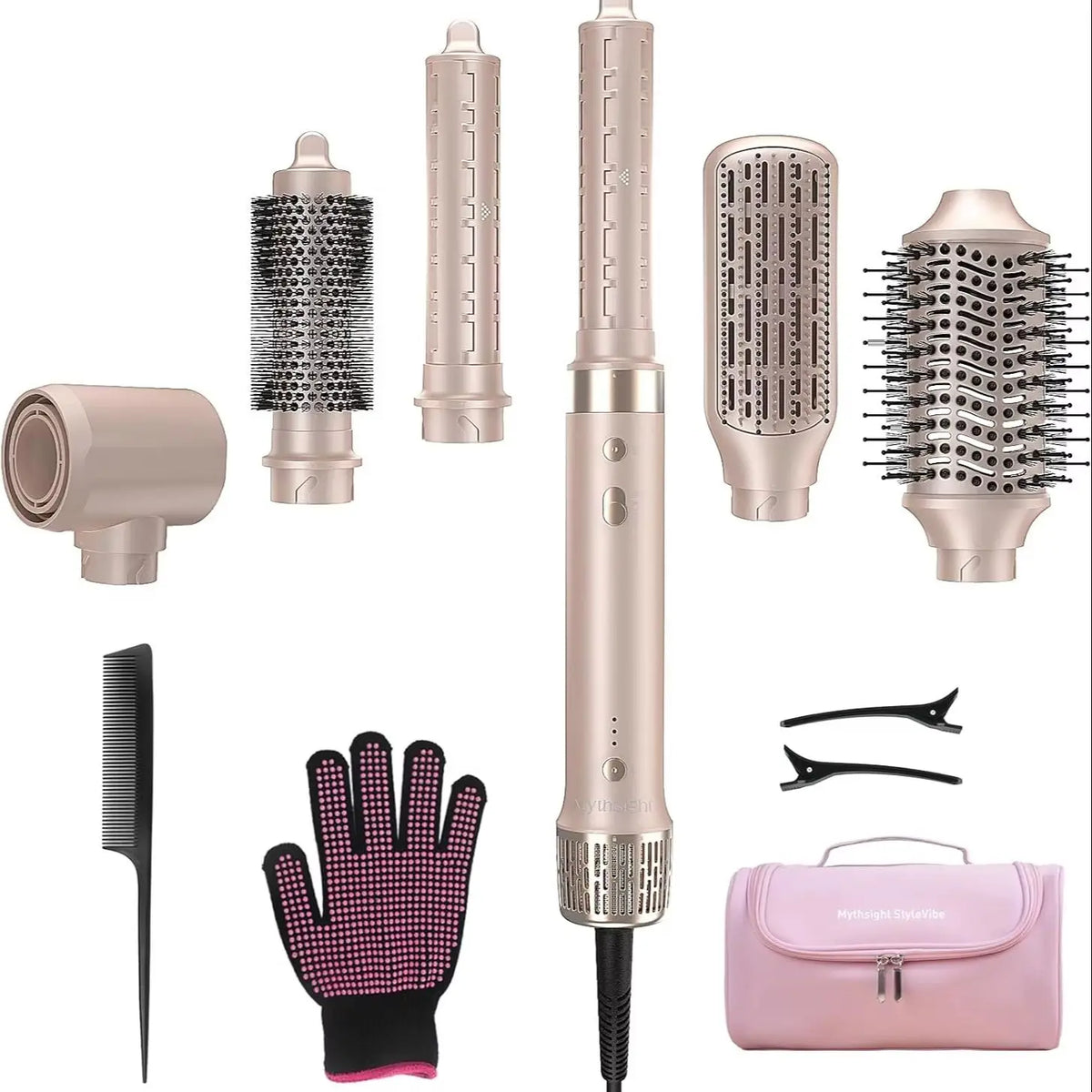 Mythsight 6-in-1 Air Styler & Hair Dryer Brush, Auto-Wrap Curler L/R, Fast Drying Volumizing Hot Air Brush, Smooth Blowout, Root Lift, No Heat Damage, Anti-Frizz, Gifts for Women