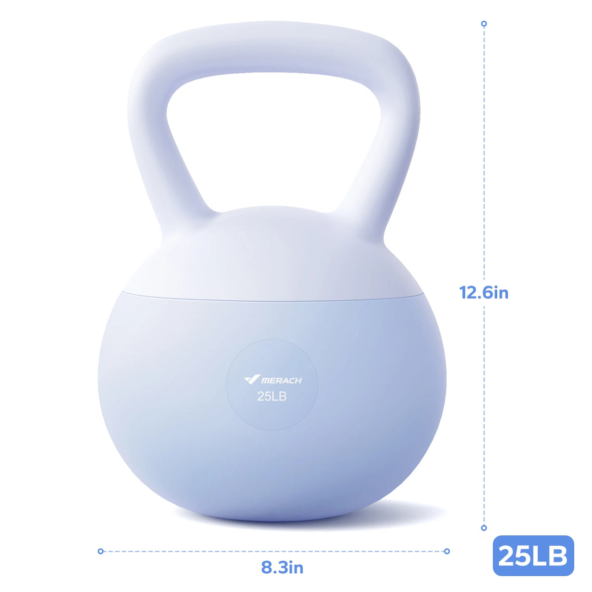 MERACH Kettlebell Sand Filled Shock Absorbing 15/25 LB PVC Quiet Kettlebell for Home Gym Apartment Floor-Friendly Non-Slip Rubber Base Wide Handle Safe Drop-Proof Workout Weight for Women Beginners & Seniors