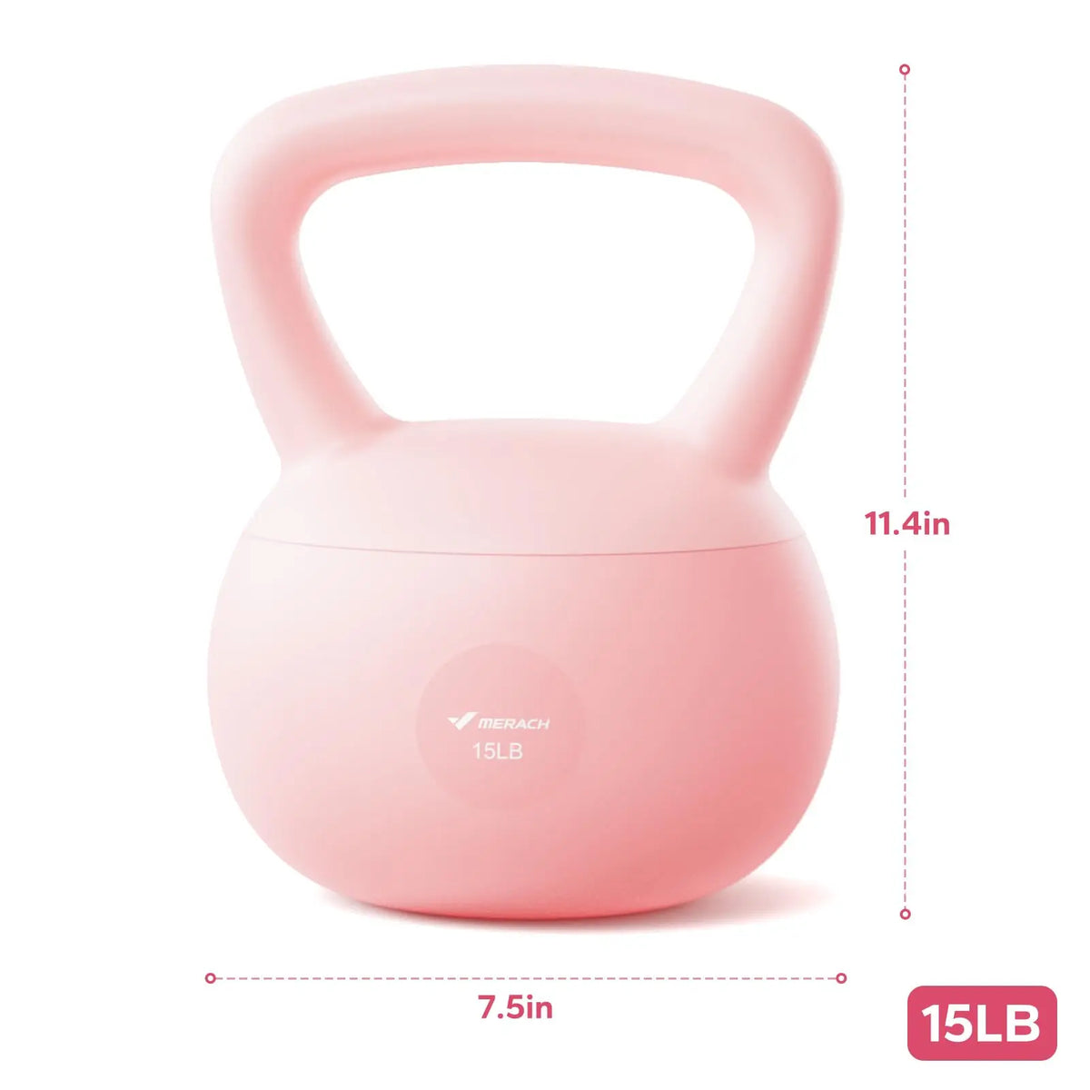 MERACH Kettlebell Sand Filled Shock Absorbing 15/25 LB PVC Quiet Kettlebell for Home Gym Apartment Floor-Friendly Non-Slip Rubber Base Wide Handle Safe Drop-Proof Workout Weight for Women Beginners & Seniors