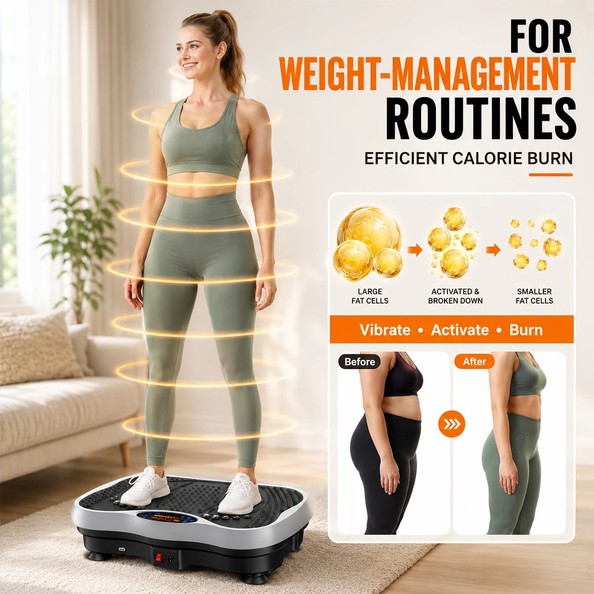 Whole‑Body Vibration Plate Exercise Machine, Multi‑Speed Vibration Fitness Platform With Bluetooth Speaker, Remote Control, Resistance Bands & Loop Bands for Full‑Body Home Workout Training