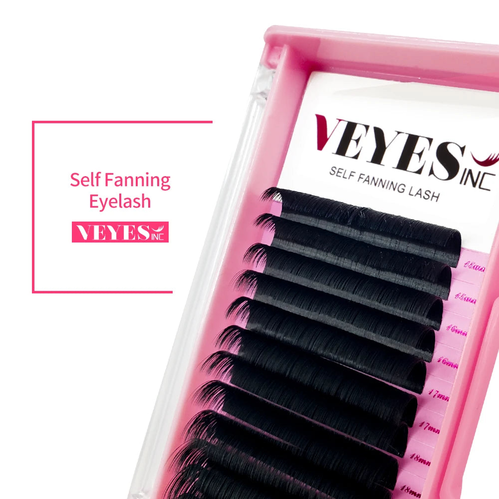 Veyes Inc Easy Fanning Eyelash Extensions Veyelash PBT Silk Russian Volume Lashes Fast Bloom Austomatic Flowering Natural Makeup