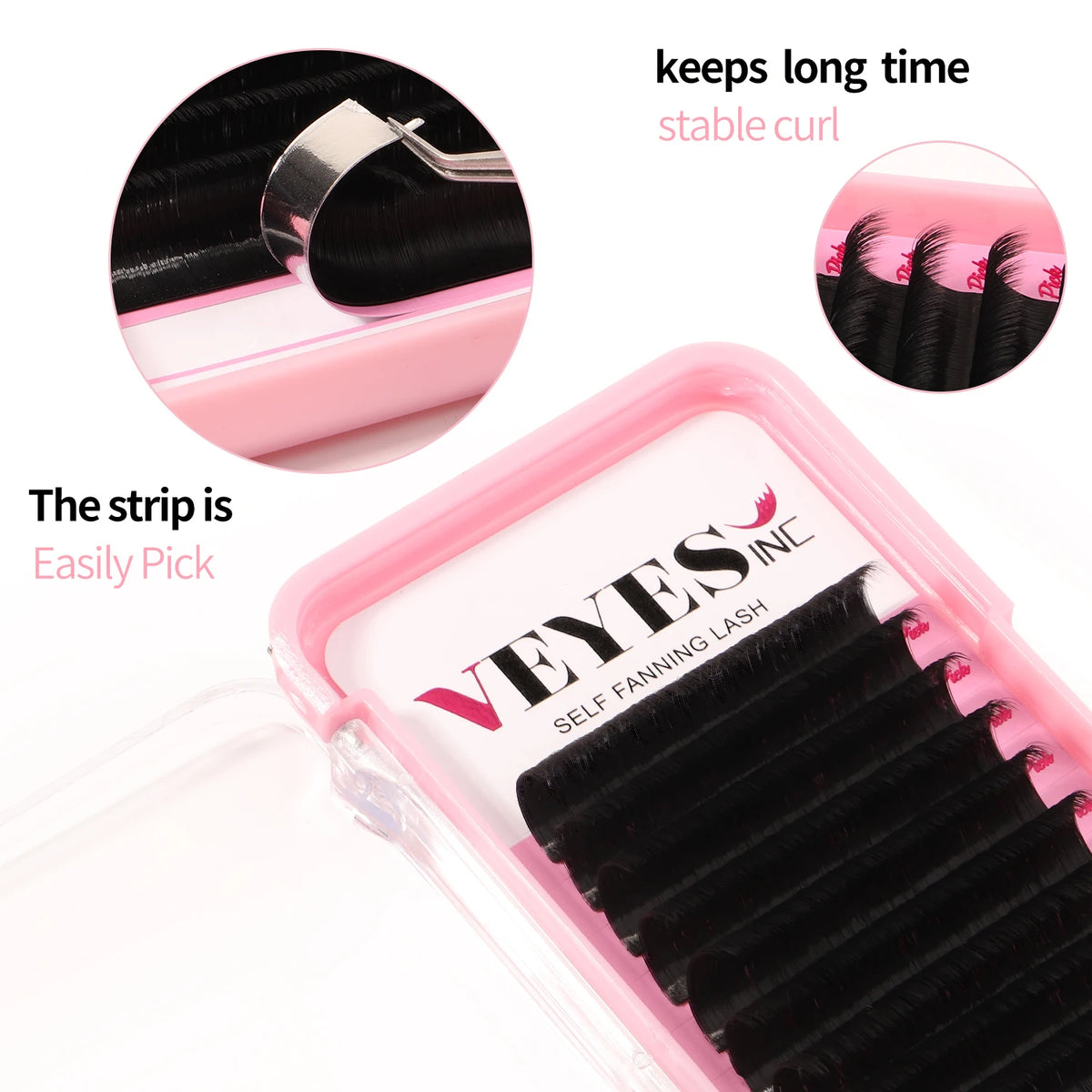 Veyes Inc Easy Fanning Eyelash Extensions Veyelash PBT Silk Russian Volume Lashes Fast Bloom Austomatic Flowering Natural Makeup