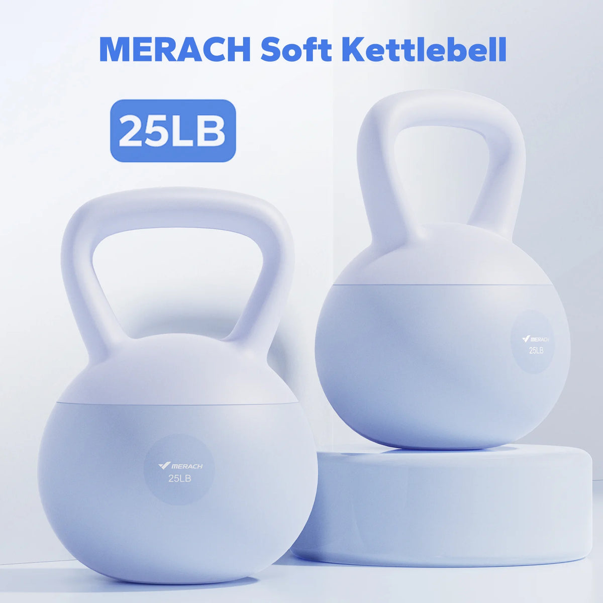 MERACH Kettlebell Sand Filled Shock Absorbing 15/25 LB PVC Quiet Kettlebell for Home Gym Apartment Floor-Friendly Non-Slip Rubber Base Wide Handle Safe Drop-Proof Workout Weight for Women Beginners & Seniors