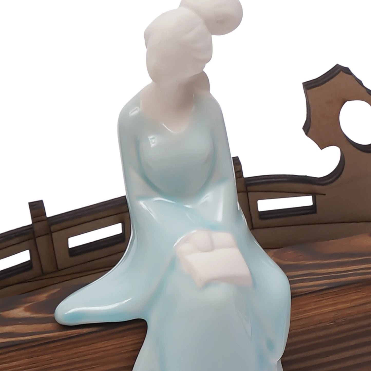 Backflow Incense Holder with LED Light and Pines, Ceramic Lady Chinese Style Backflow Incense Burner Perfect for Relaxing