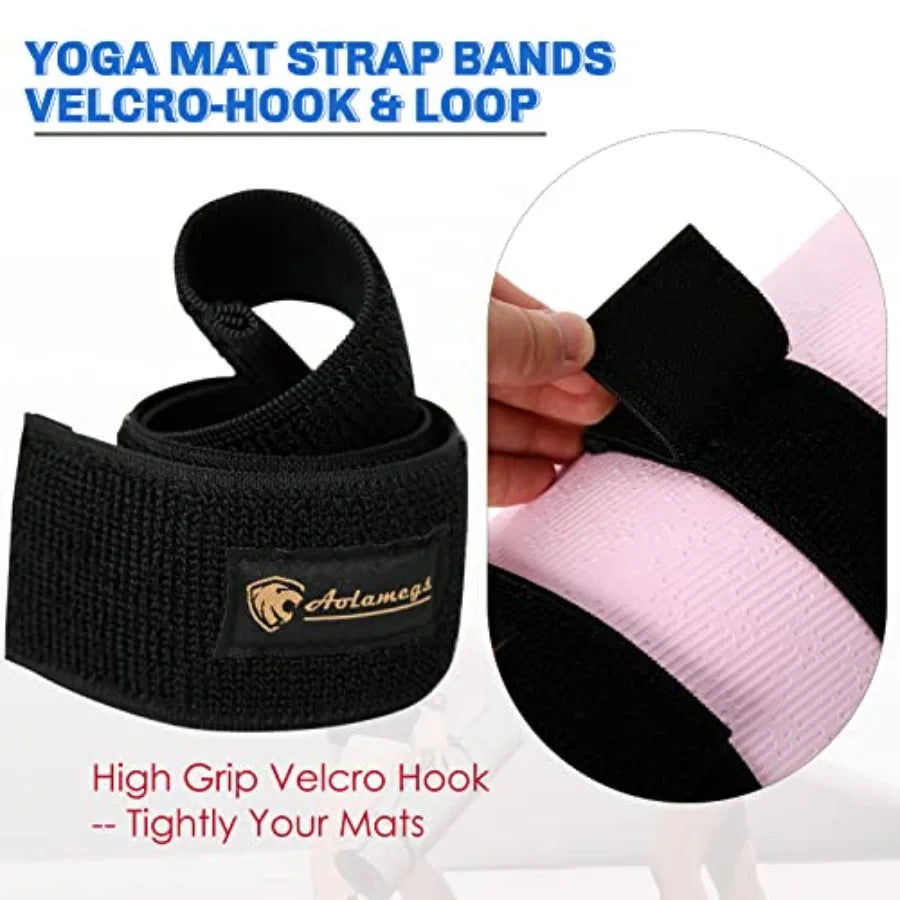 Aolamegs Yoga Mat Strap, Heavy Duty Bungee Straps Band, Wrap Organizer for Yoga Mat/Workout/Exercise 20" L x 2" W
