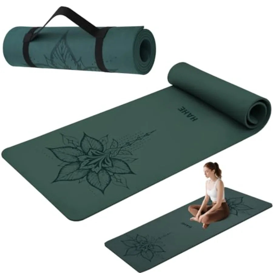 Yoga Mat Thick 8MM1/3" Eco-Friendly POE Non Slip Yoga Mat High Rebound and Shock Absorption Anti-Tear and Sweat-Resistant for Y