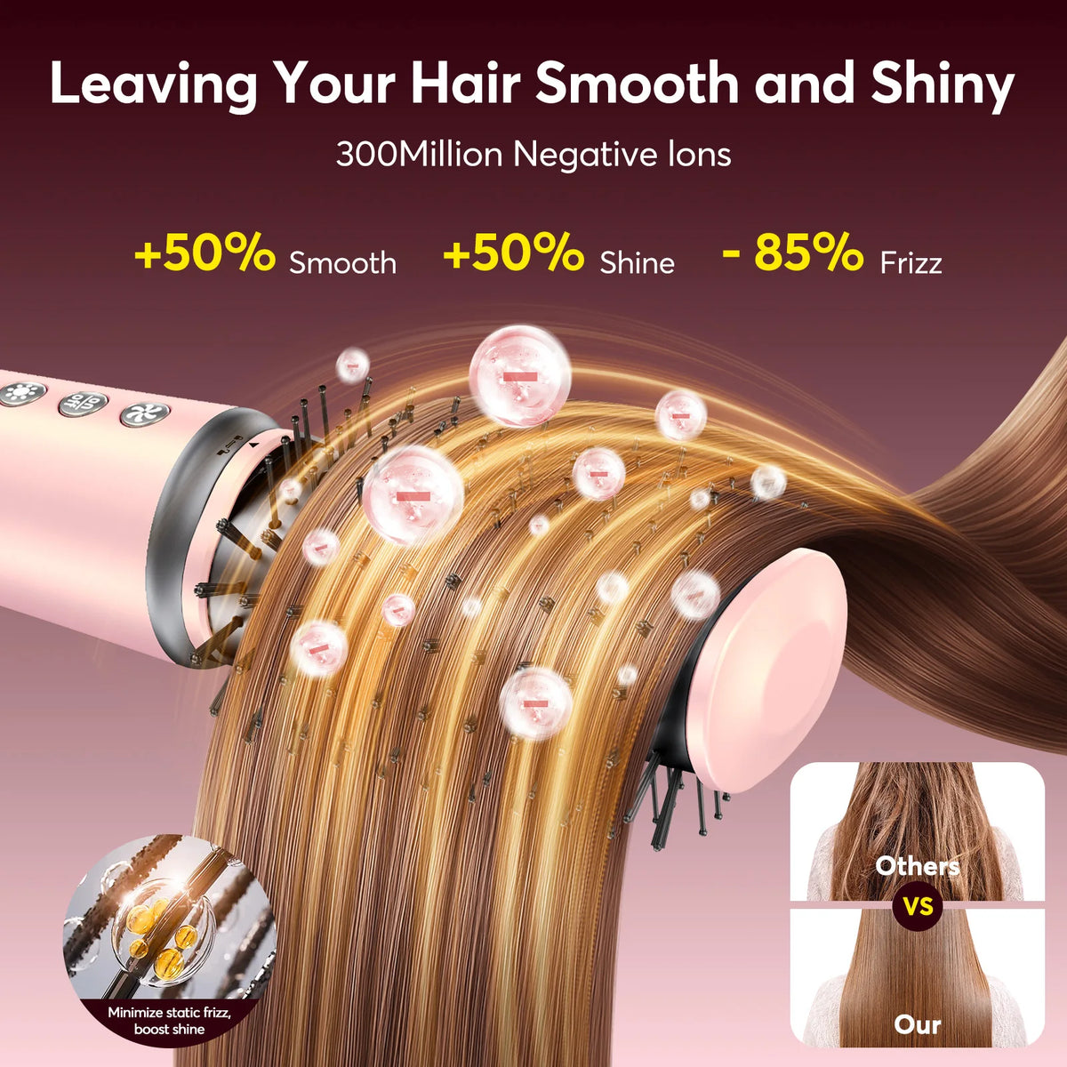 High Speed 5 in 1 Hair Dryer Hot Air Comb Set,Hair Brush Curling Iron Hair Straightener Styling Tool For Blow Dryer Gift Box