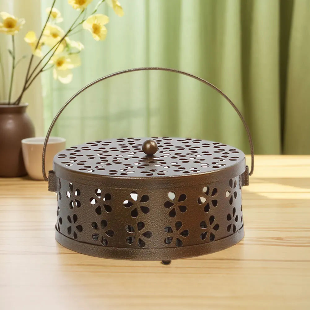 Portable Incense Burner Holder with Handle Incense Coil Burner Mosquito Repellent Coil Holder for Outdoor Garden Patio Camping