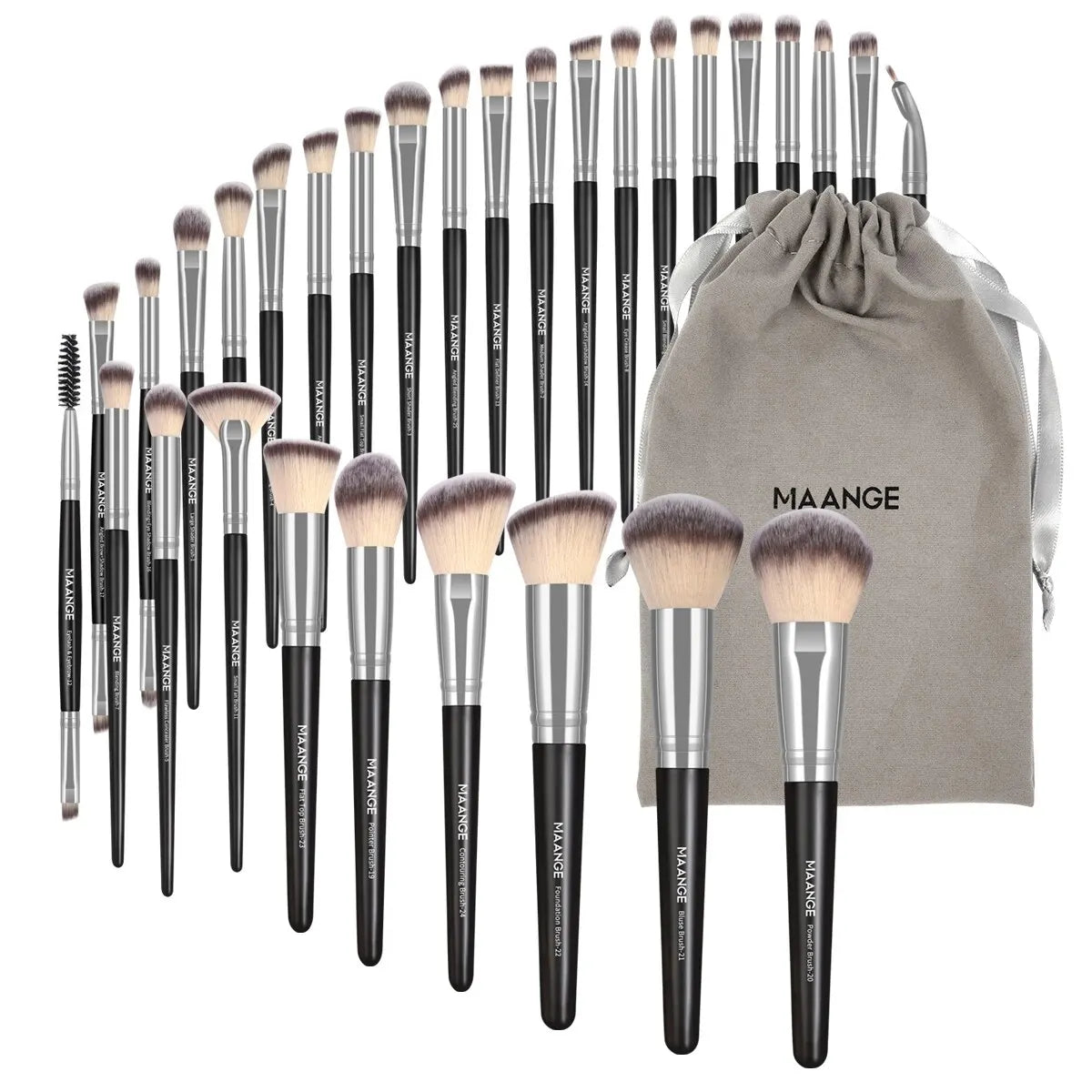 30pcs Professional Makeup Brush Set Foundation Concealers Eye Shadows Powder Blush Blending Brushes Beauty Tools with Bag