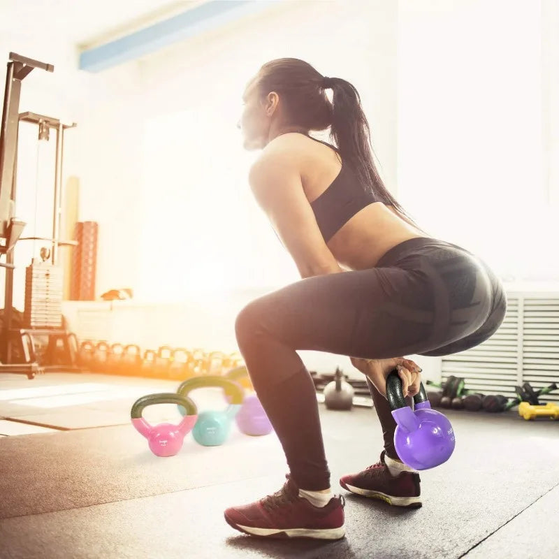 Yes4All Kettlebell Set Vinyl Coated Weights Combo for Full Body Workout Equipment Push up, Grip Strength Training