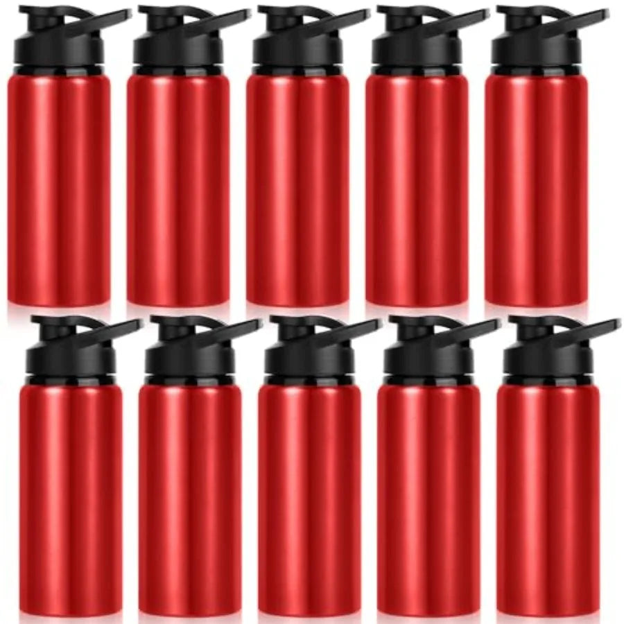 10 Pack Water Bottles Bulk, 20oz Sports Aluminum Water Bottle with Snap Lids Metal Reusable Leak proof Personalized Bottle for