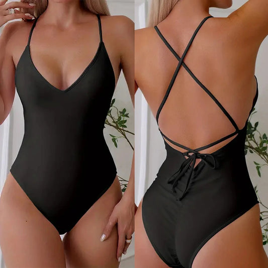 Solid One-Piece Swimsuit Women Swimwear 2025 New Bikini Sexy Bodysuit Plus Size Bathing Suit Swimming Suit maillot de bain femme