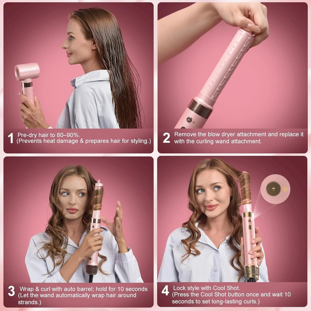 Mythsight 6-in-1 Air Styler & Hair Dryer Brush, Auto-Wrap Curler L/R, Fast Drying Volumizing Hot Air Brush, Smooth Blowout, Root Lift, No Heat Damage, Anti-Frizz, Gifts for Women