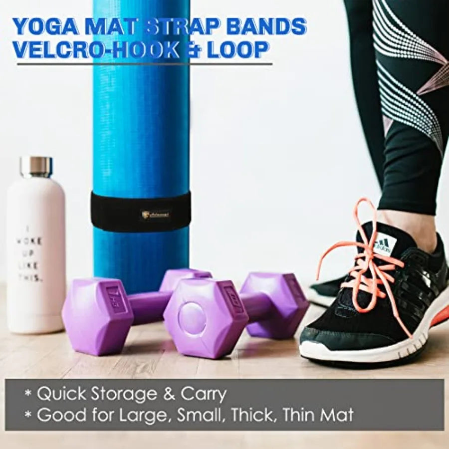 Aolamegs Yoga Mat Strap, Heavy Duty Bungee Straps Band, Wrap Organizer for Yoga Mat/Workout/Exercise 20" L x 2" W