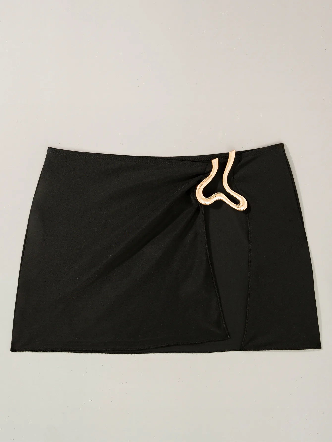 Sexy Solid Strapless Bikini 3 Piece Set Women Metal Split Swimsuit High Waist Beach Skirt 2025 New Summer Swimwear Bikini Set