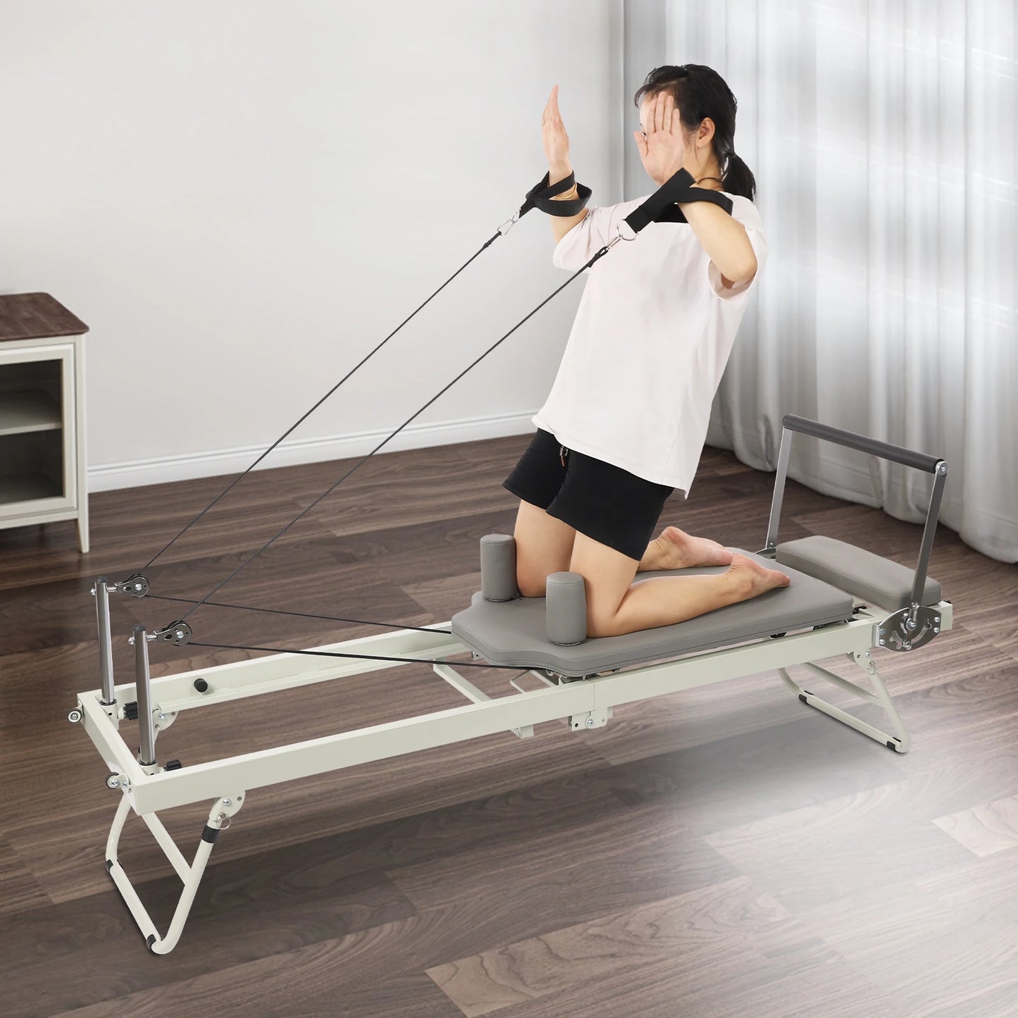 Foldable Pilates Reformer Machine Multifunctional Yoga Fitness Equipment Exercise Body & Mind