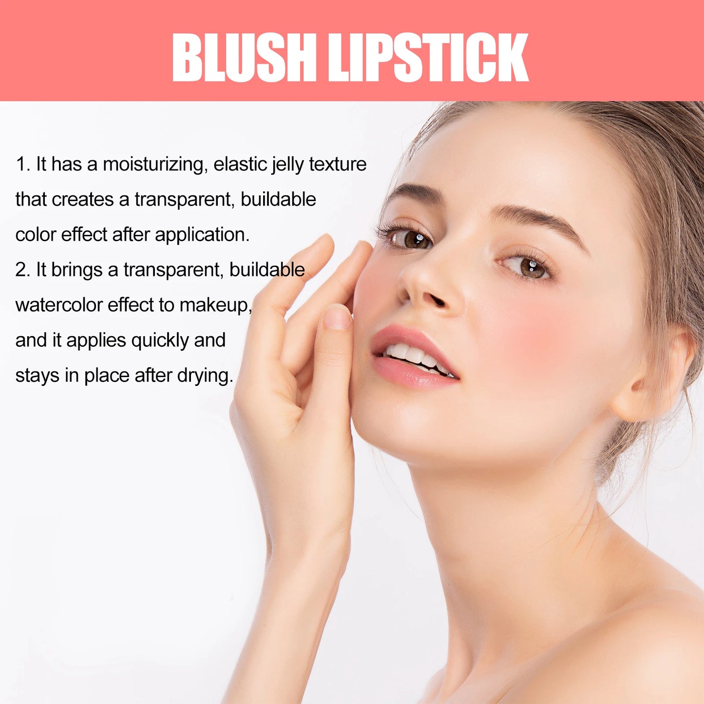Ouhoe 5g Fruit Blush Lipstick Lip Tinted Cooling Water Jelly Natural Makeup Cheek Contour Long Lasting Matte Lip Dye Stick