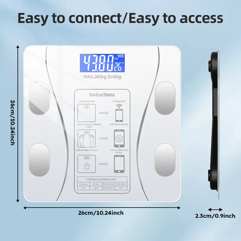 Smart Body Fat Scale Wireless LED Digital Bathroom Weight Scale Body Composition Analyzer Testing Scale