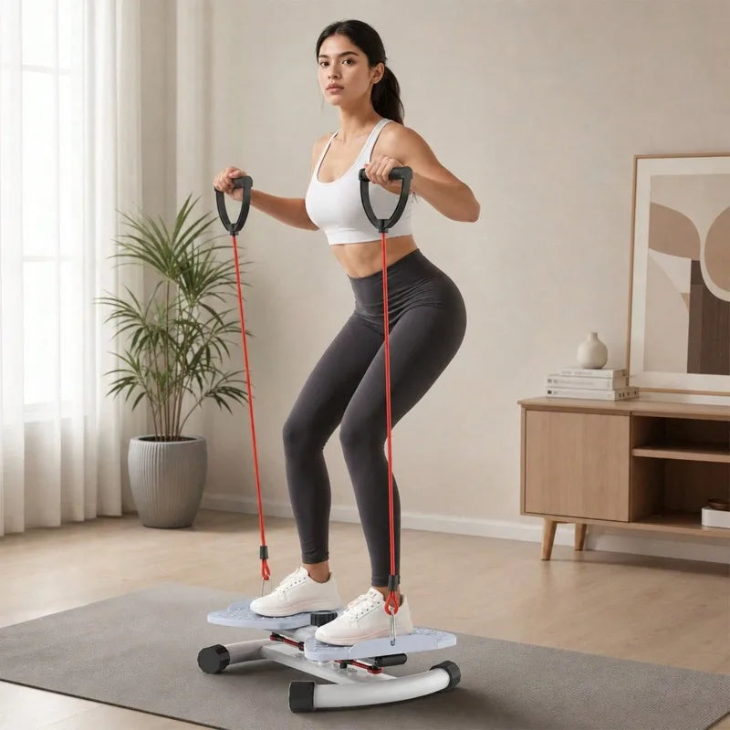 Twist Waist Disc Board with Resistance Bands, Multifunctional Home Fitness Foot‑Twist Exercise Machine, Portable Waist‑Shaping Leg Training Equipment for Indoor Workout