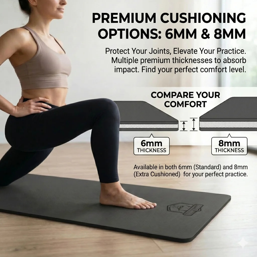 HAPBEAR Extra Large Yoga Mat,48×72 Inch TPE 6mm/8mm Double‑Sided Non‑Slip Wide Fitness Mat with Bag Straps for Home Gym Pilates Workouts