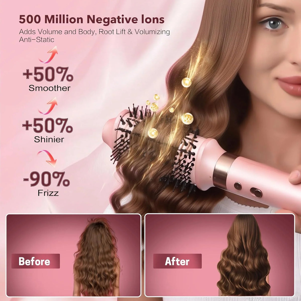 Mythsight 6-in-1 Air Styler & Hair Dryer Brush, Auto-Wrap Curler L/R, Fast Drying Volumizing Hot Air Brush, Smooth Blowout, Root Lift, No Heat Damage, Anti-Frizz, Gifts for Women