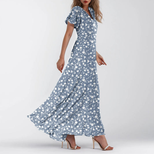 2025 Summer Dresses For Women Casual Short Sleeve Maxi Dresses Cute Floral Maxi Dress Evening Party Wedding Guest Dresses