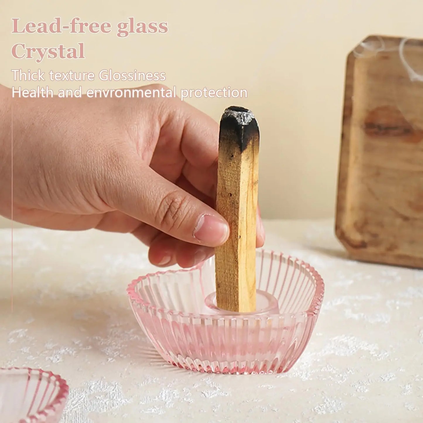 Glass Palo Santo Holder Incense Holder Heart Shaped Incense Burner with Ash Catcher Incense Stick Holder for Meditation Yoga SPA
