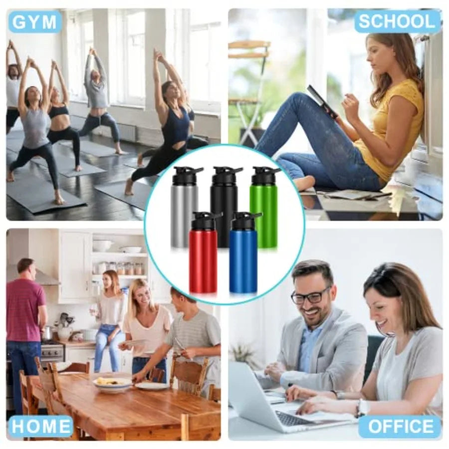 10 Pack Water Bottles Bulk, 20oz Sports Aluminum Water Bottle with Snap Lids Metal Reusable Leak proof Personalized Bottle for