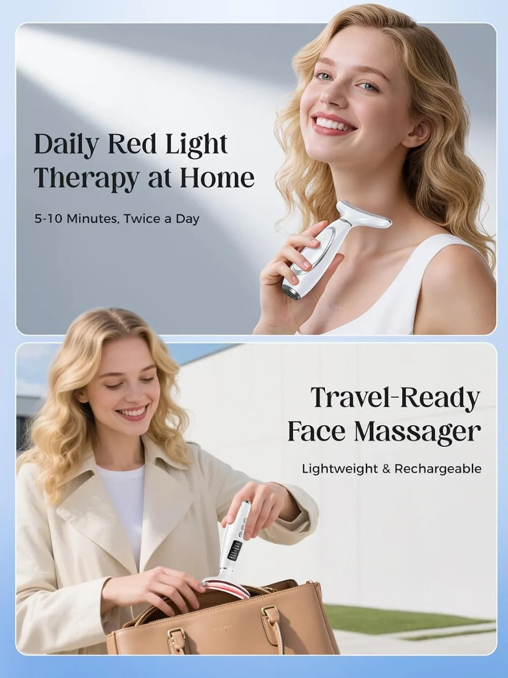 7-Color LED Face & Neck Massager: Anti-Aging, Wrinkle Reduction, Rechargeable with Heat & Vibration