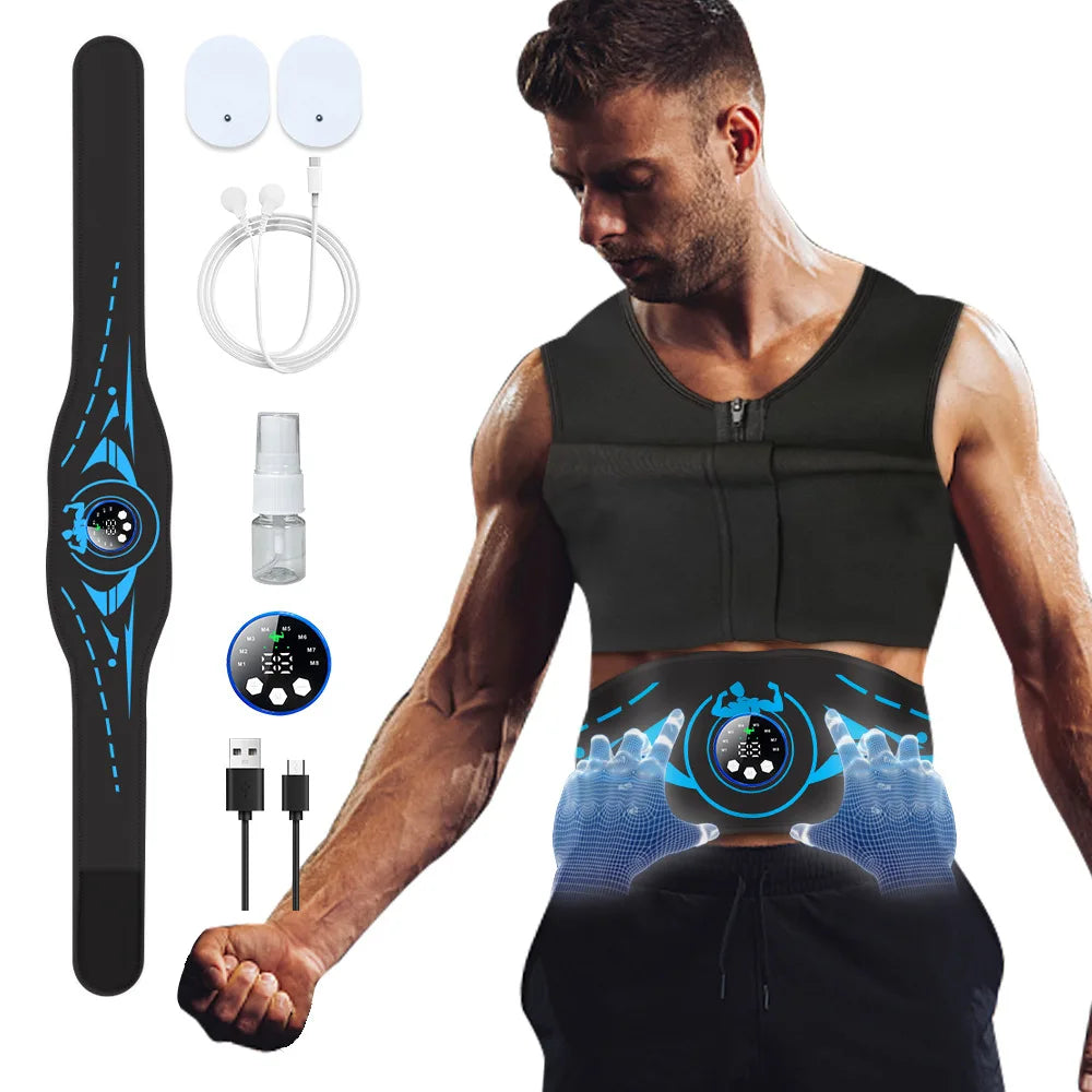 Smart EMS Belt Ab Trainer Waist Massager With Charging Display - For Effective Abdominal And Lumbar Workout