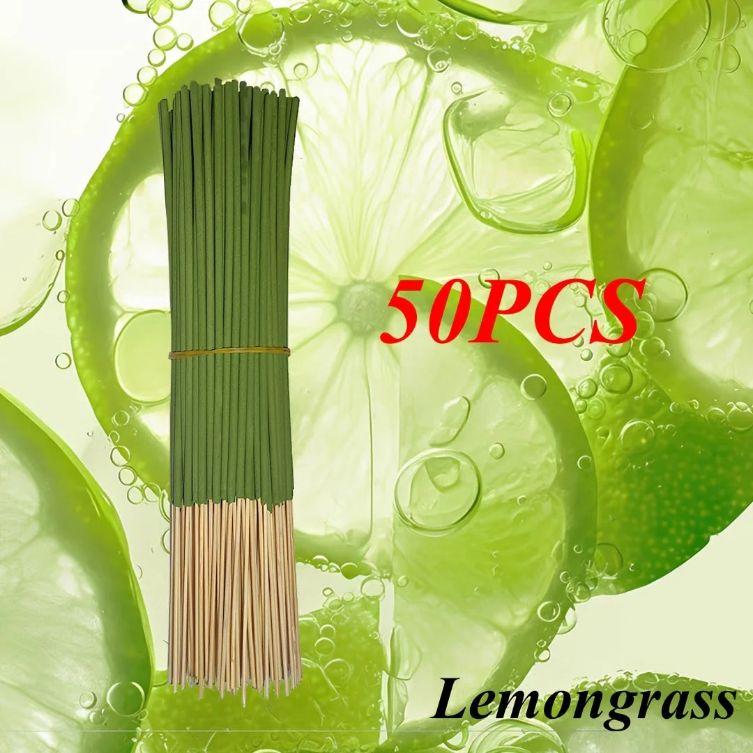 30/50/100 Lemon Grass Flavor Sticks - 8.66inch Long-Lasting Natural Wood and Loose Powder, Indoor Meditation, Outdoor