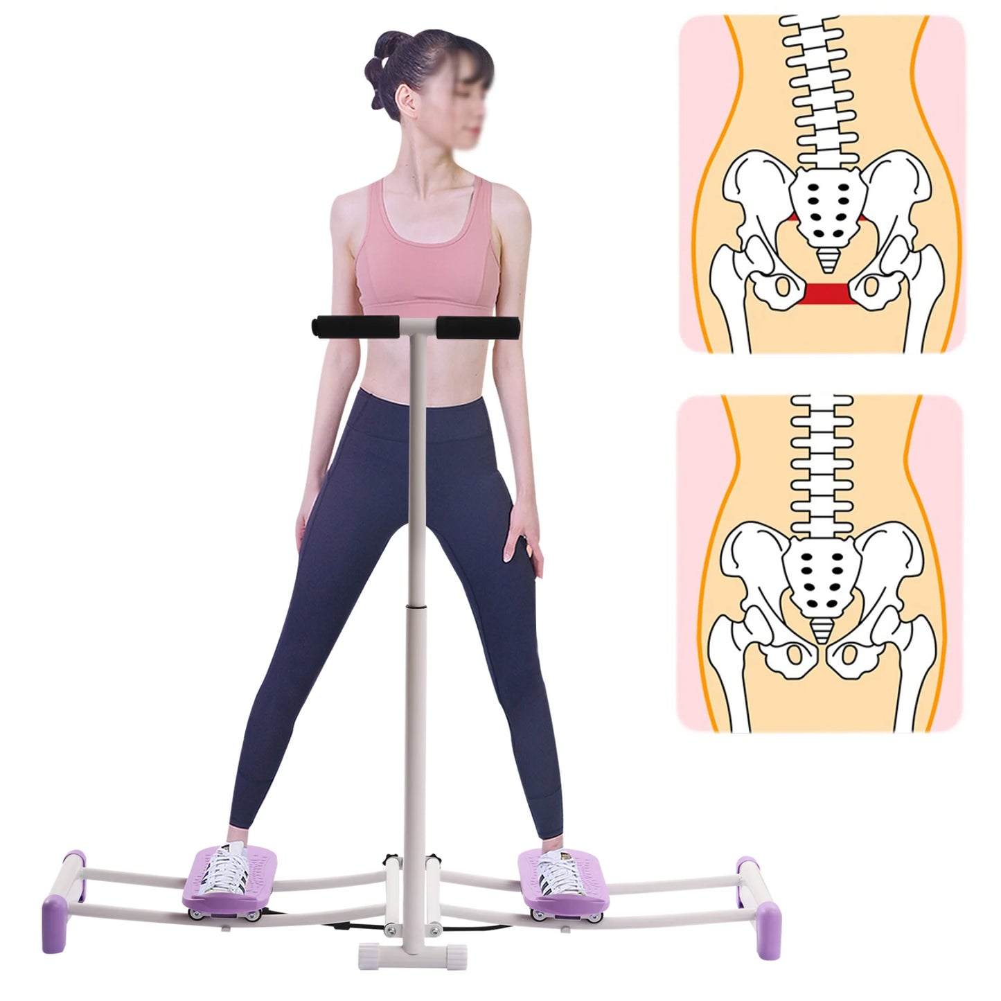 Foldable Pelvic Floor Muscle Fitness Equipment Adjustable Leg Exercise Equipment  Ski Thin Legs Hip Exerciser pPink/Purple