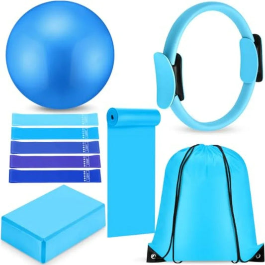 10 Pcs Pilates Ring Blocks Set for Women Home Yoga Equipment Accessories Pilates Ring Circle and Ball Workouts Gift Include Bal