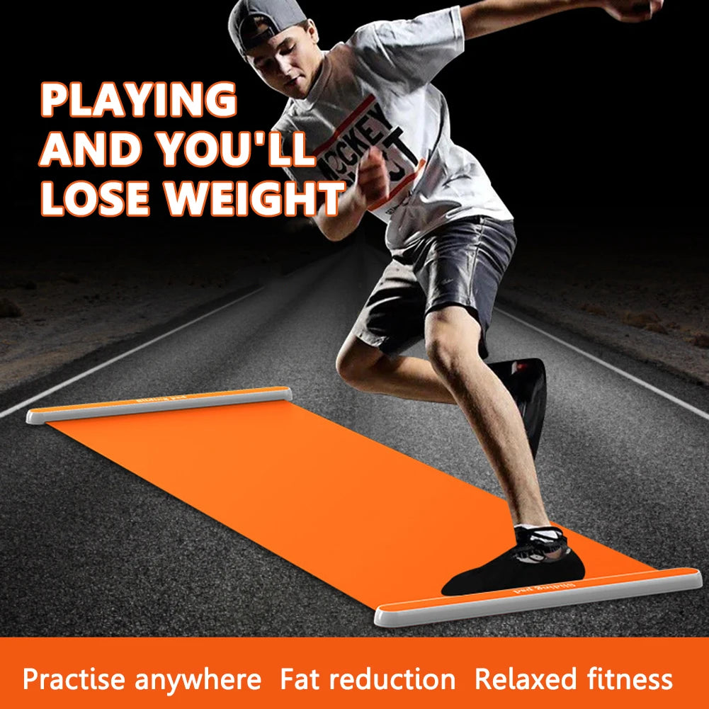 140/180/200CM Yoga Sliding Mat Sport Fitness Glide Pilates Skating Training Board Mat for Ice Hockey Roller Skating Leg Exercise