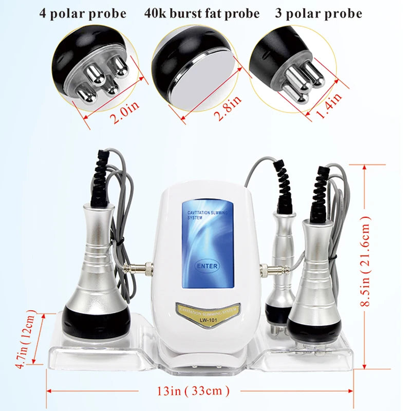 3 in 1 Cavitation Ultrasonic Body Slimming Machine 40K Beauty Device Facial Massager Skin Tighten Face Lifting Vacuum Suction
