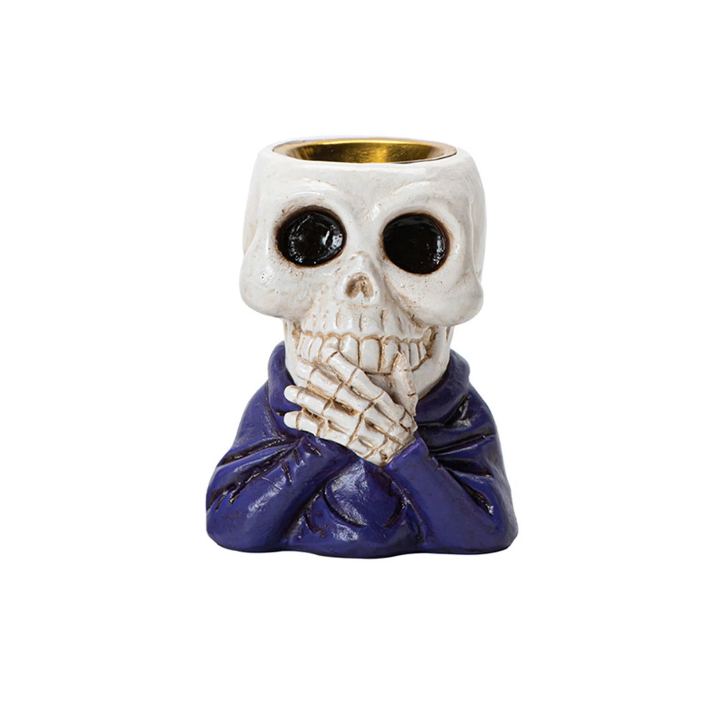 Spooky Halloween Skeleton Candle Holder with LED Lights for Haunted House Party Decorations and Table Centerpieces
