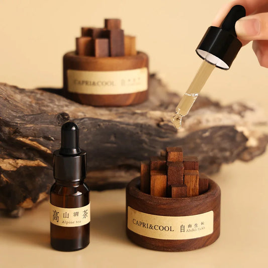 Fragrant Incense Natural Essential Oil Aromatherapy With Glass Dropper Black Walnut Wood Sticks Fragrance Car Air Freshener