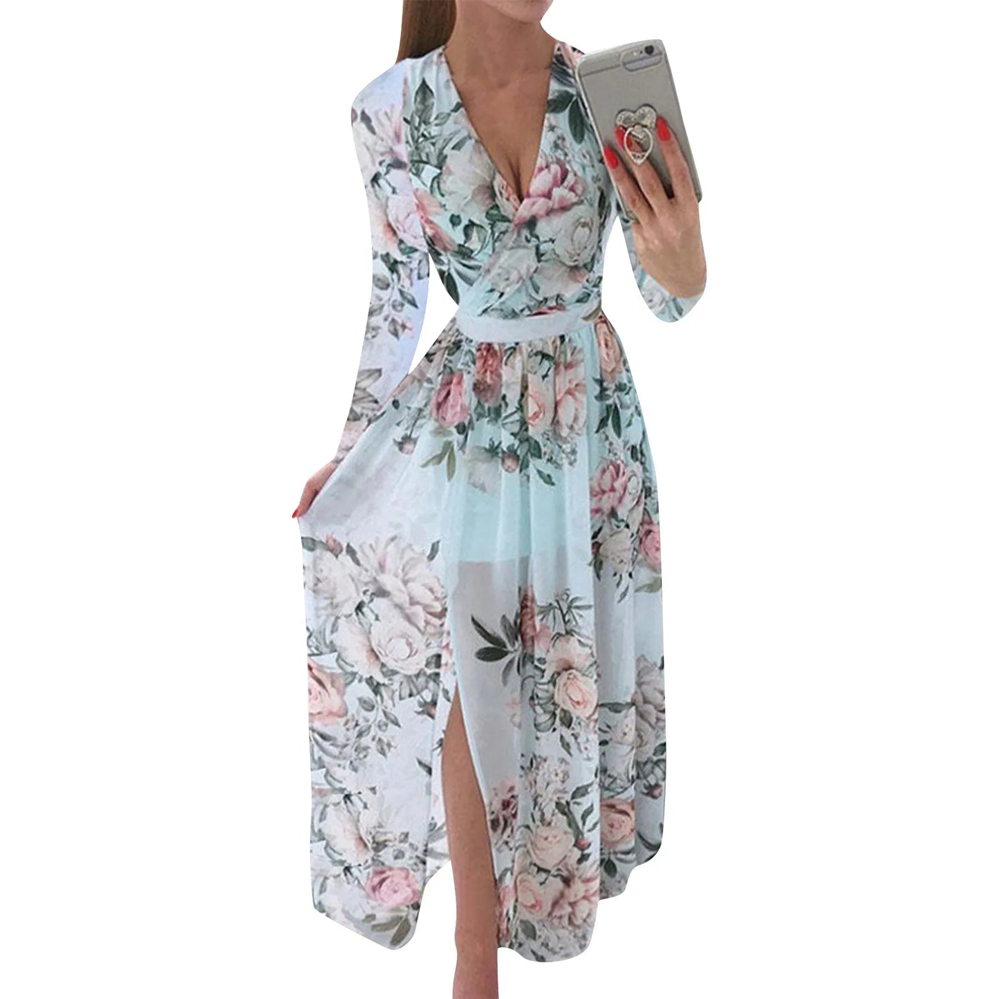 Women floral Chiffon Flower Dress trends new in Ladies Elegant V Neck short Sleeve Korean style Summer Dress Female Clothes