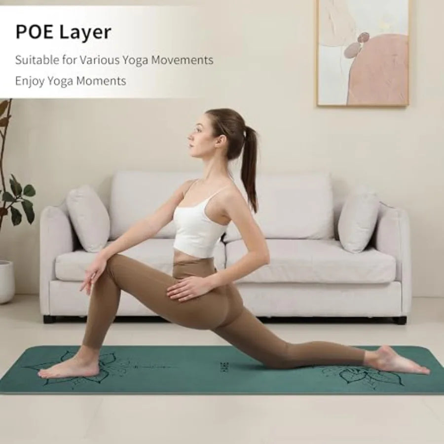 Yoga Mat Thick 8MM1/3" Eco-Friendly POE Non Slip Yoga Mat High Rebound and Shock Absorption Anti-Tear and Sweat-Resistant for Y
