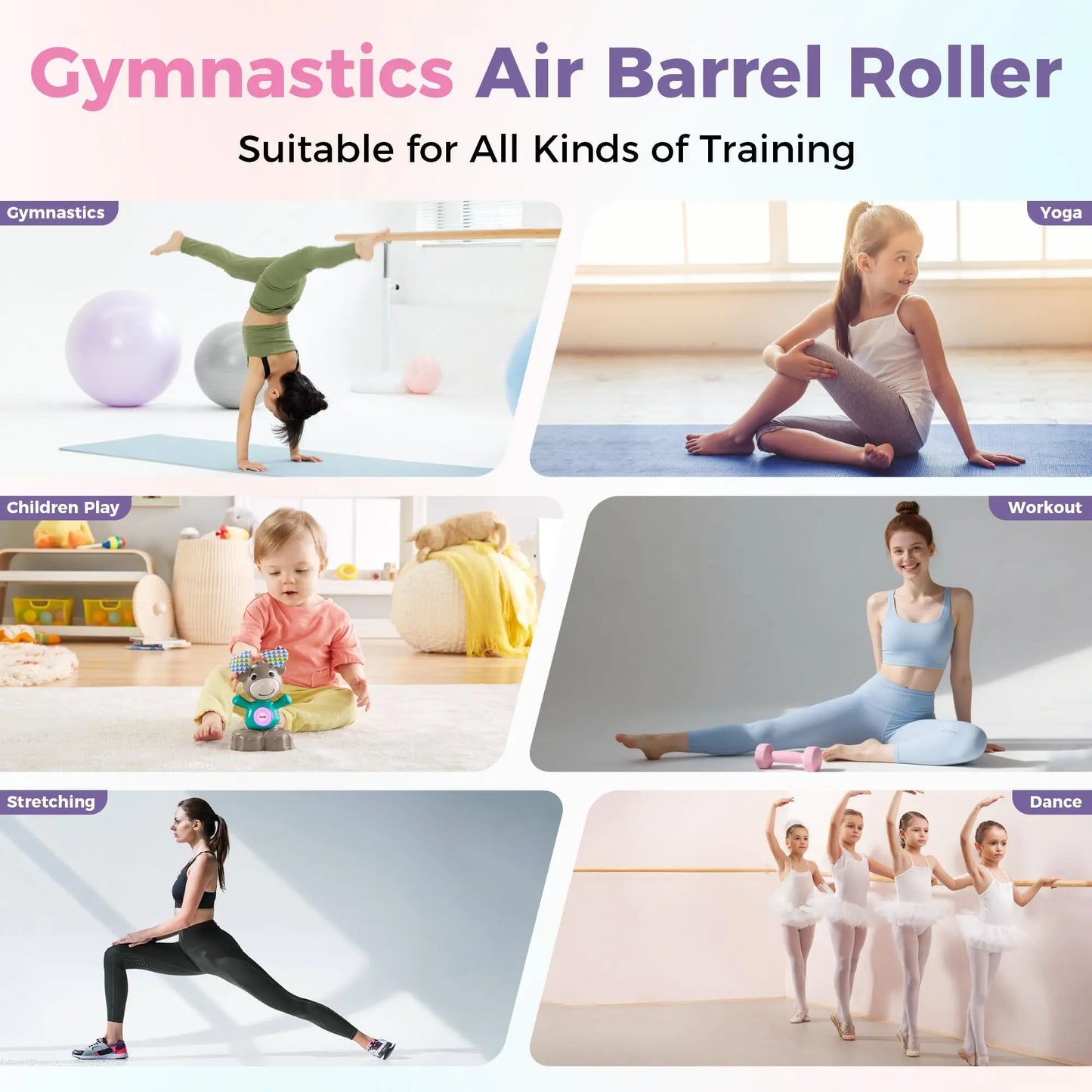 Gymnastics Air Roller Air Barrel Inflatable Tumbling Mat Tumble Track Backhandspring Mat Gymnastic Equipment For Yoga Training Cheerleading Home Use 20In X 20In X 31In