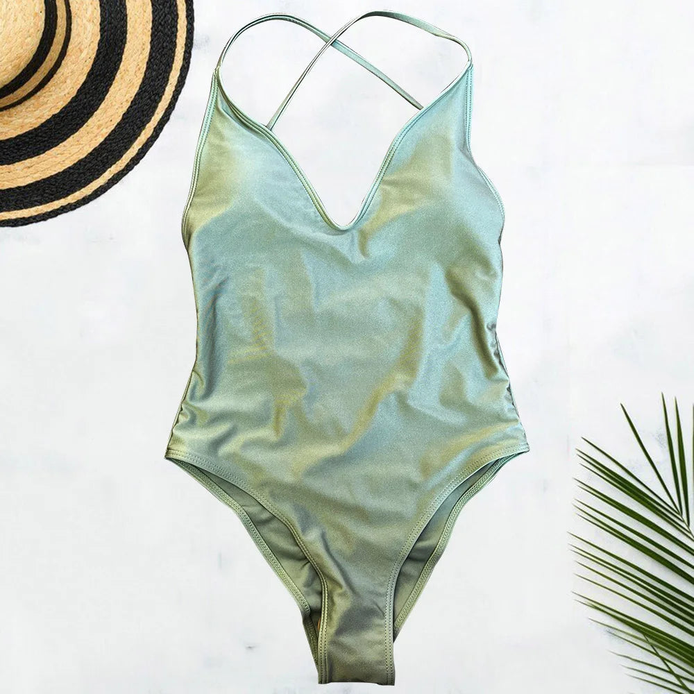 Solid One-Piece Swimsuit Women Swimwear 2025 New Bikini Sexy Bodysuit Plus Size Bathing Suit Swimming Suit maillot de bain femme