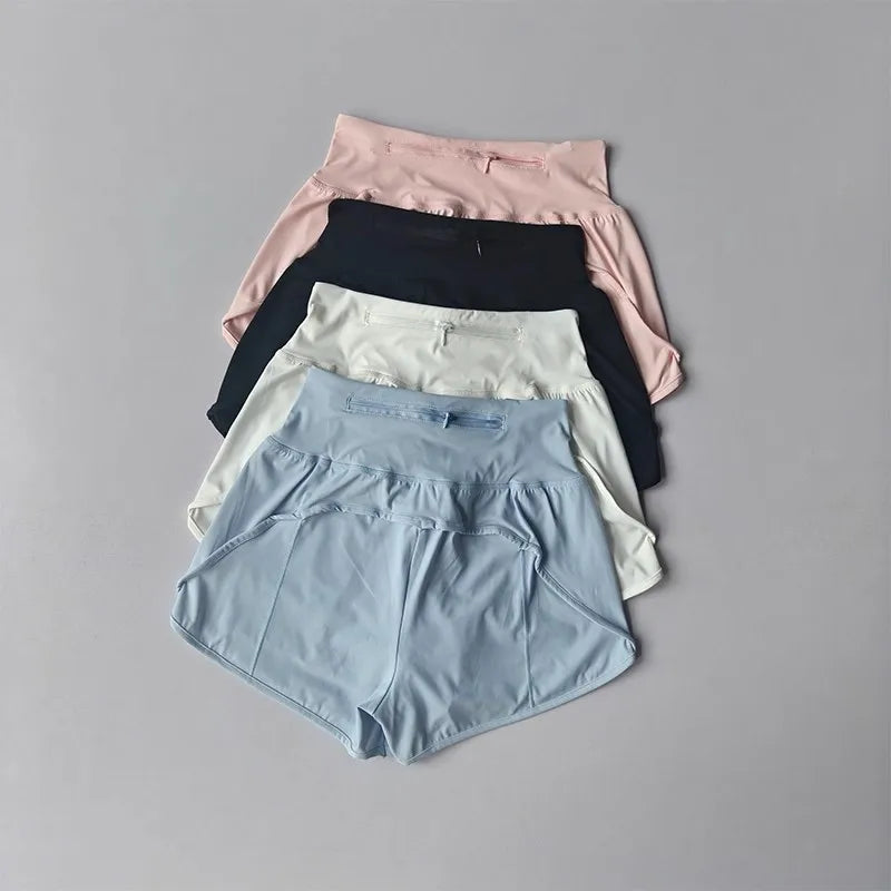 Women's High-Waist Yoga Shorts Fitness Running With Pocket Cycling Shorts Sports Shorts Summer Breathable Workout Gym Shorts